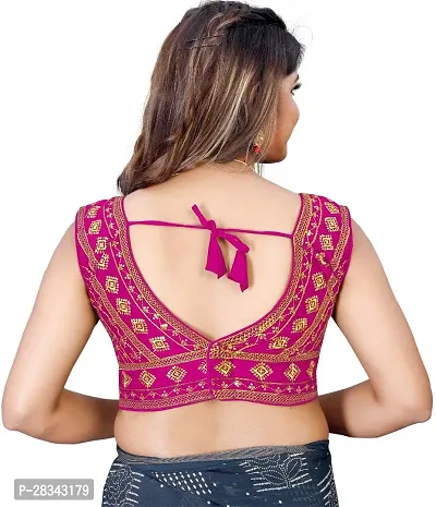 Reliable Pink Silk Blend Embroidered Stitched Blouse For Women-thumb2