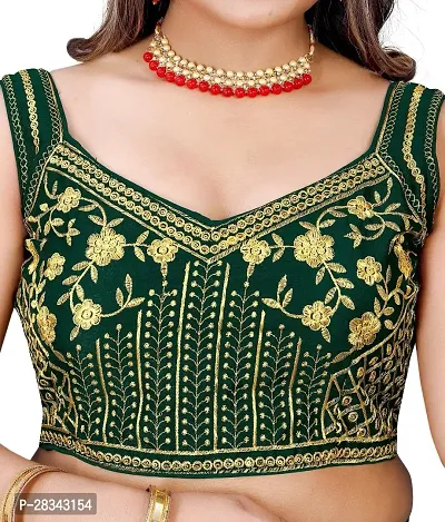 Reliable Green Silk Blend Embroidered Stitched Blouse For Women-thumb5