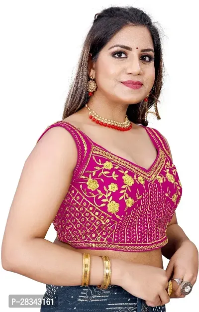 Reliable Pink Silk Blend Embroidered Stitched Blouse For Women-thumb3