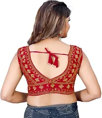 Reliable Red Silk Blend Embroidered Stitched Blouse For Women-thumb1