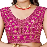 Reliable Pink Silk Blend Embroidered Stitched Blouse For Women-thumb4