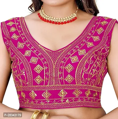 Reliable Pink Silk Blend Embroidered Stitched Blouse For Women-thumb5