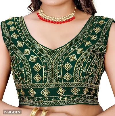 Reliable Green Silk Blend Embroidered Stitched Blouse For Women-thumb5