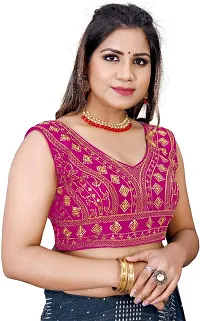 Reliable Pink Silk Blend Embroidered Stitched Blouse For Women-thumb2