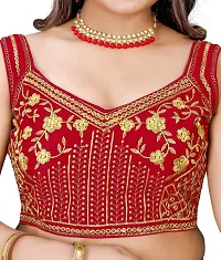 Reliable Red Silk Blend Embroidered Stitched Blouse For Women-thumb4