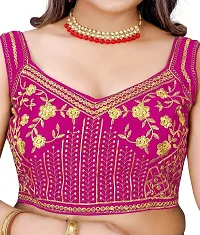 Reliable Pink Silk Blend Embroidered Stitched Blouse For Women-thumb4