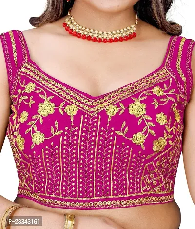 Reliable Pink Silk Blend Embroidered Stitched Blouse For Women-thumb5