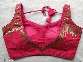 Reliable Pink Silk Blend Sequinned Stitched Blouse For Women-thumb1
