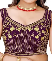 Reliable Purple Silk Blend Embroidered Stitched Blouse For Women-thumb4