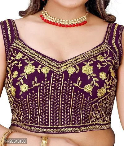 Reliable Purple Silk Blend Embroidered Stitched Blouse For Women-thumb5