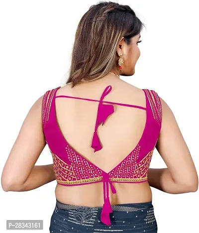 Reliable Pink Silk Blend Embroidered Stitched Blouse For Women-thumb2