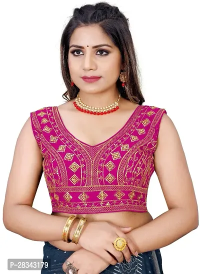 Reliable Pink Silk Blend Embroidered Stitched Blouse For Women