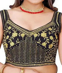 Reliable Black Silk Blend Embroidered Stitched Blouse For Women-thumb4