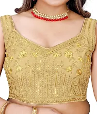 Reliable Beige Silk Blend Embroidered Stitched Blouse For Women-thumb4