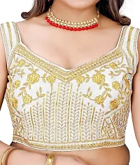 Reliable White Silk Blend Embroidered Stitched Blouse For Women-thumb4