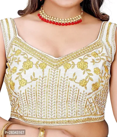 Reliable White Silk Blend Embroidered Stitched Blouse For Women-thumb5