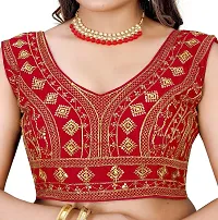 Reliable Red Silk Blend Embroidered Stitched Blouse For Women-thumb4