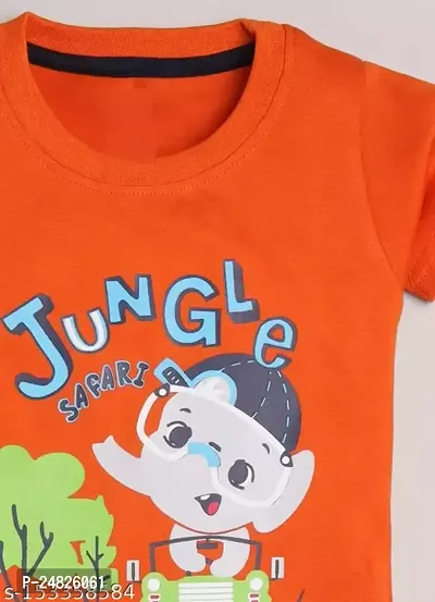 Fabulous Orange Cotton Printed T-Shirts with Shorts For Boys-thumb2