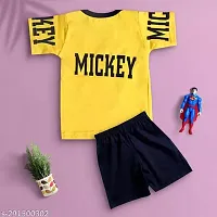 Fabulous Yellow Cotton Printed T-Shirts with Shorts For Boys-thumb1