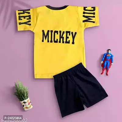 Fabulous Yellow Cotton Printed T-Shirts with Shorts For Boys-thumb2