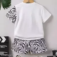 Fabulous White Cotton Printed T-Shirts with Shorts For Boys-thumb1