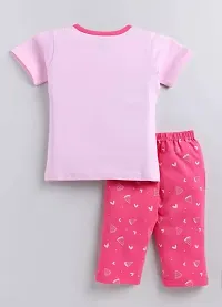 Fabulous Pink Cotton So Sweet Printed T-Shirts with Trouser For Girls-thumb1