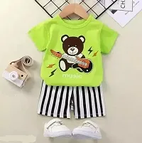 Fabulous Green Music Cotton Printed T-Shirts with Shorts For Boys-thumb2