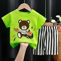 Fabulous Green music Cotton Printed T-Shirts with Shorts For Boys-thumb1