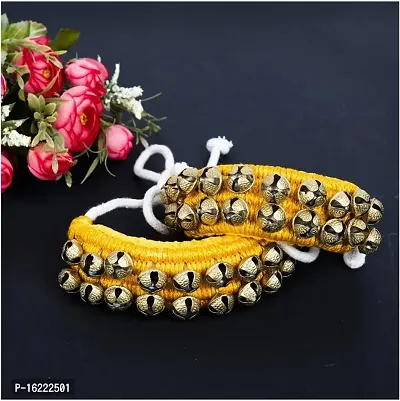 Shimmering Yellow Brass Anklet Salangai For Women-thumb0