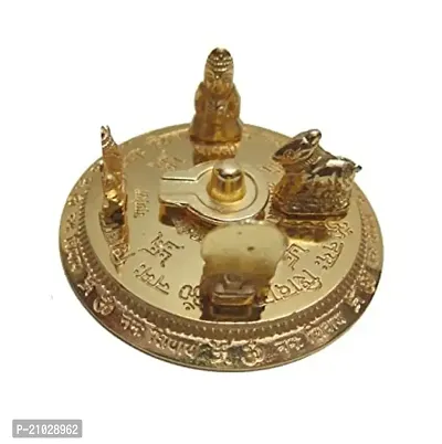 Shiva Metals Metal Shiv Parivar with Shivling Shri Kartik Ganesh MATA Parvati and Nandi (Gold_3.5 Inch X 3.5 Inch), Golden, 3.5x3.5 inch (Shiv_P-2)-thumb0