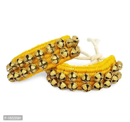 Shimmering Yellow Brass Anklet Salangai For Women-thumb2