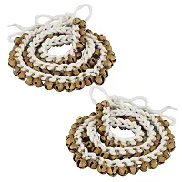 SKSM Metals Brass Ghungroo Kathak White Cotton String Ankle Bells (100+100, 1.6 CM, Pair, 10 Number) | 200 BELLS-thumb1