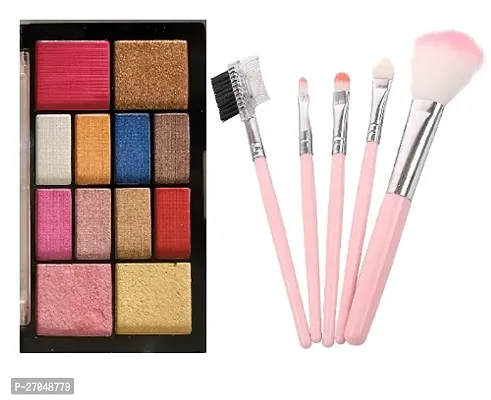 12 color unique eyeshadow palette 12 g (Multicolor) With 5 pcs Brush set