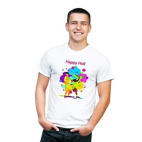 Clickplick Holi T-Shirt for Men's | Holi T-Shirt for Boys | Holi T-Shirt | Holi Dryfit Strechable T-Shirt (Click-hol-tee-22-t-002_P)