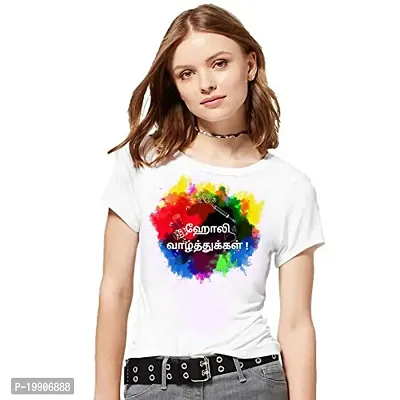 Clickplick for Digital Graphic Tamil Couple Holi Print t-Shirt|Dry-fit|Polyester|Pack of 2 (Click_HOL_tee_22_shtee_173_P)
