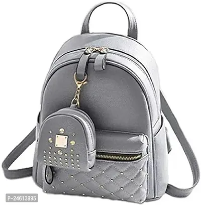 Stylish PU Backpacks For Women-Grey-thumb0