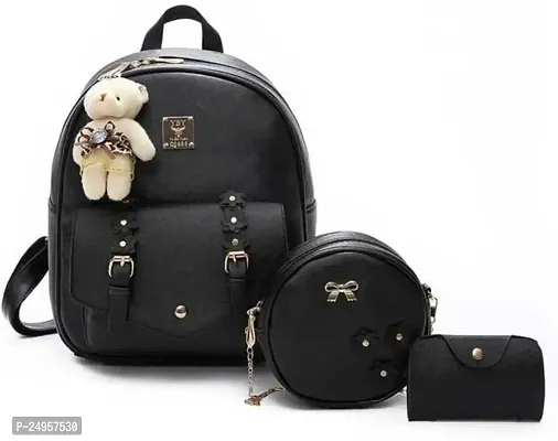 XOVEE Girls PU 5 L School Bag With 2 Compartment (Black)| XVE-10-thumb0