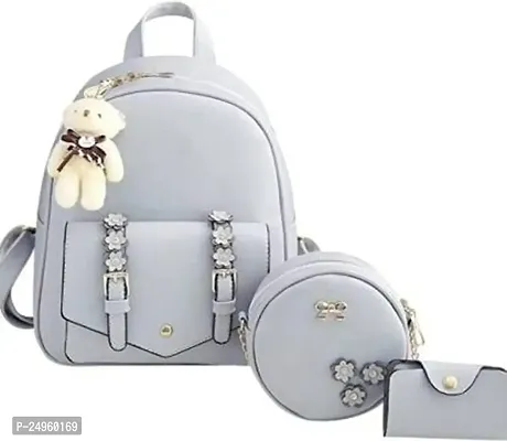 XOVEE Girl's PU 10 L Backpack Unleash Your Inner Style! | Grey | XVR_87-thumb0