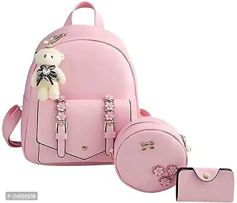 XOVEE Girls PU 5 L School Bag With 2 Compartment (Pink)| XVE-15