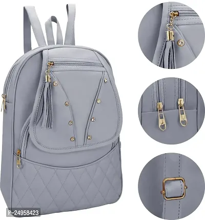 XOVEE Girl's PU 6 L Backpack Unleash Your Inner Style! | Grey | XVR_71-thumb3