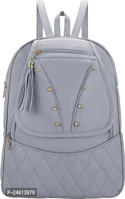 Stylish PU Backpacks For Women-Grey-thumb0