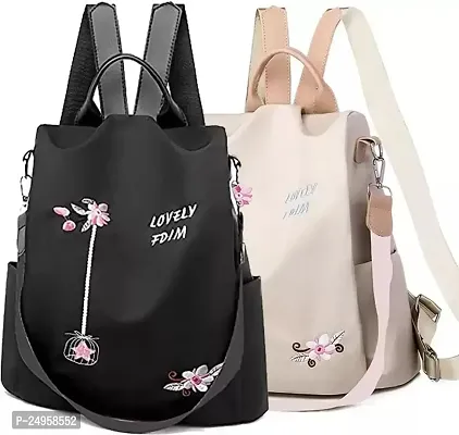 XOVEE Girl's PU 12 L Backpack Unleash Your Inner Style! | Black And Cream | XVR_60-thumb0