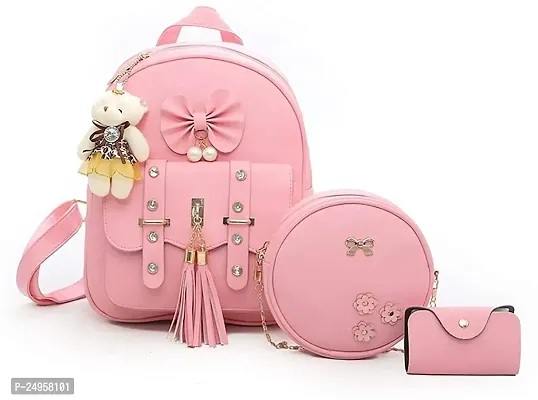 XOVEE Girl's PU 5 L Backpack Unleash Your Inner Style! | Pink | XVR_32-thumb0