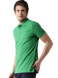 Stylish Multicoloured Cotton Blend Solid Polos T-Shirt For Men Pack Of 2-thumb1