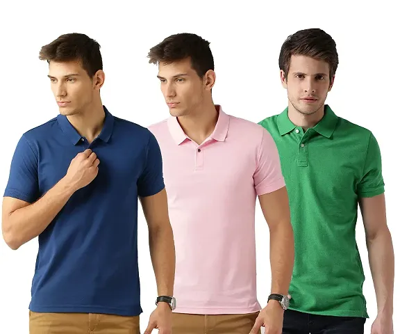 Pack Of 3 Cotton Blend Polo T-Shirts