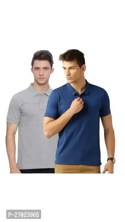 Reliable Multicoloured Cotton Solid Polos For Men Pack Of 2-thumb0