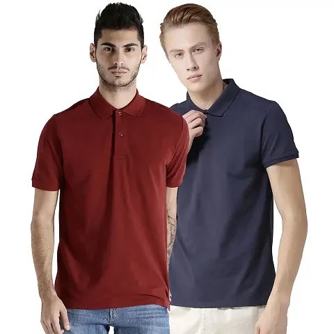Pack Of 2 Solid Cotton Blend Polo Tees