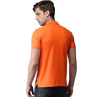 Stylish Orange Cotton Blend Solid Polos T-Shirt For Men-thumb2