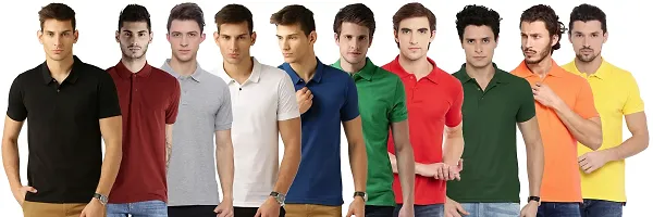 Solid Cotton Blend Polo Tees Combo