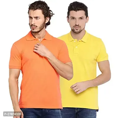 Reliable Multicoloured Cotton Solid Polos For Men Pack Of 2-thumb0